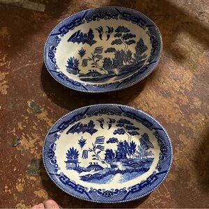 Blue willow oval platter farmhouse traditional look Japen made